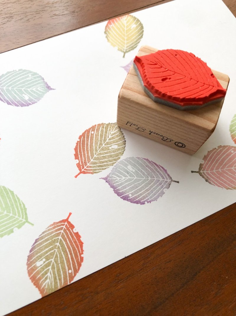 Mushikui Leaf Stamp - Stamps & Stamp Pads - Wood Brown