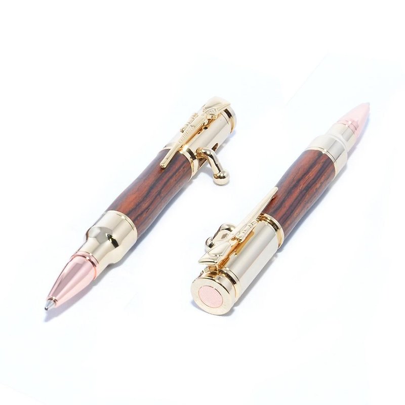 【Made to order】Wooden Bolt Action Mini Ballpoint Pen (Cocobolo, 24k Gold plating) MBA-24G-CO - อุปกรณ์เขียนอื่นๆ - ไม้ สีนำ้ตาล