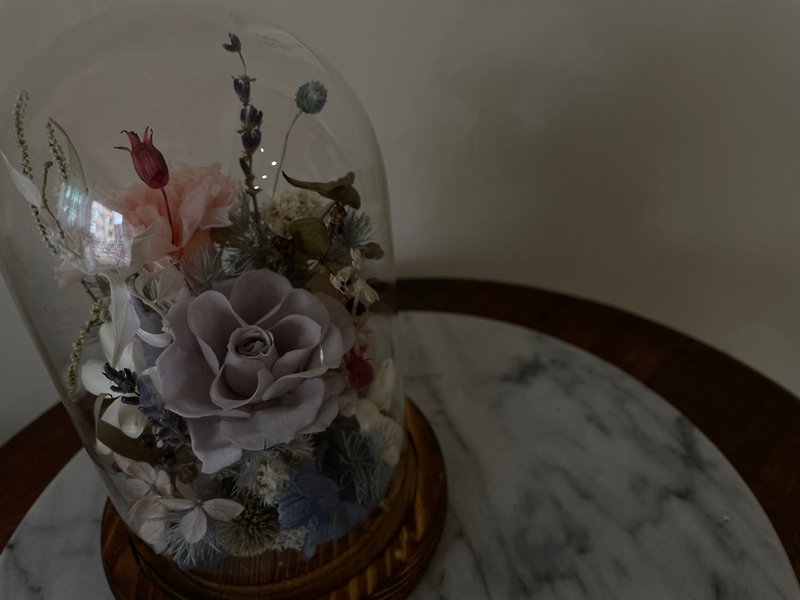 【好花】莫蘭迪色玻璃玫瑰花盅禮盒 情人節 乾燥花 母親節 永生花 - 植栽/盆栽 - 植物．花 紫色