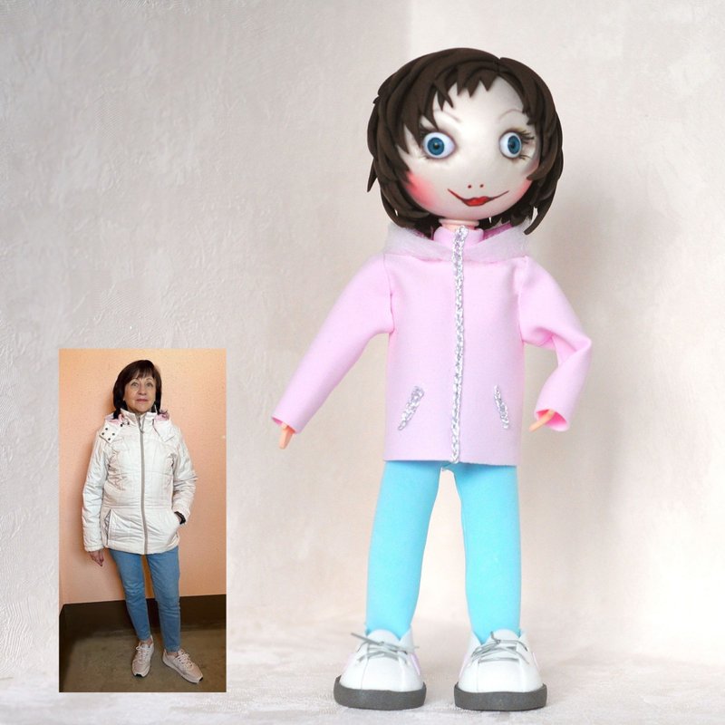 Custom portrait doll girl Handmade doll from photo Look a like doll Mini me doll - 似顏繪/客製畫 - 其他材質 多色
