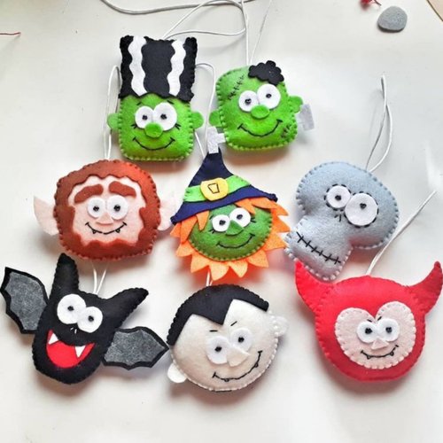 Miracle Inspiration Scary halloween felt ornaments set of 8