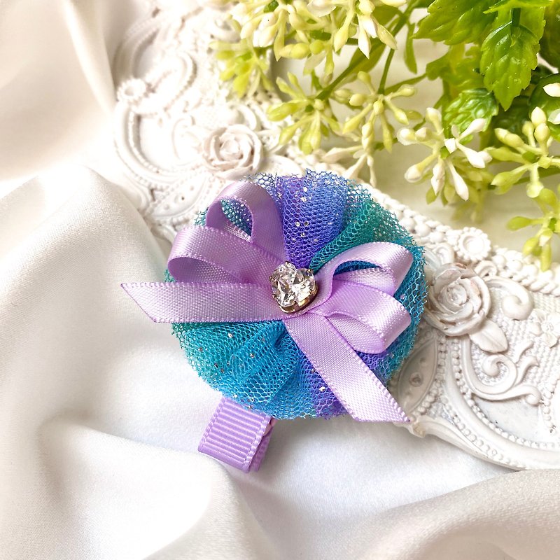 Peng Peng Gradient Yarn Hair Clip/Blue Purple - Hair Accessories - Other Materials Blue