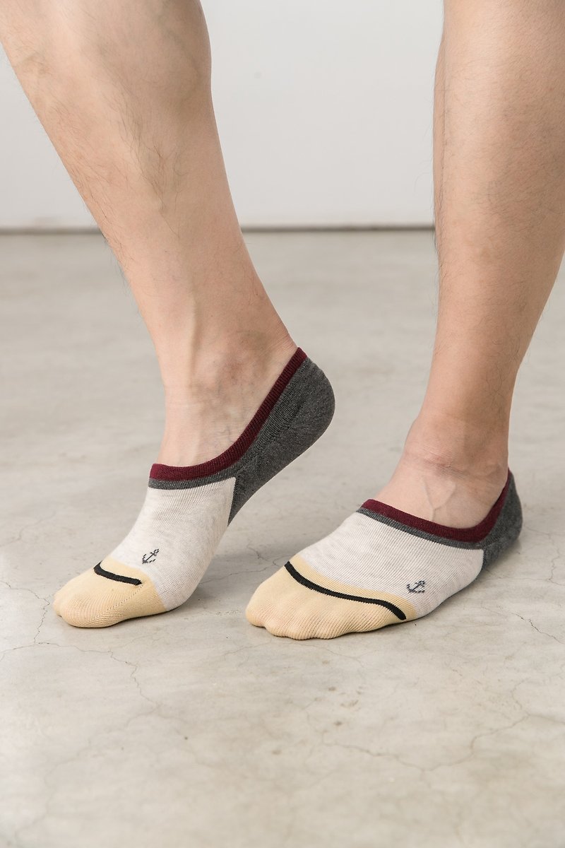 Boneless suture slip invisible men's socks - anchor cotton socks - ถุงเท้า - ผ้าฝ้าย/ผ้าลินิน สีกากี
