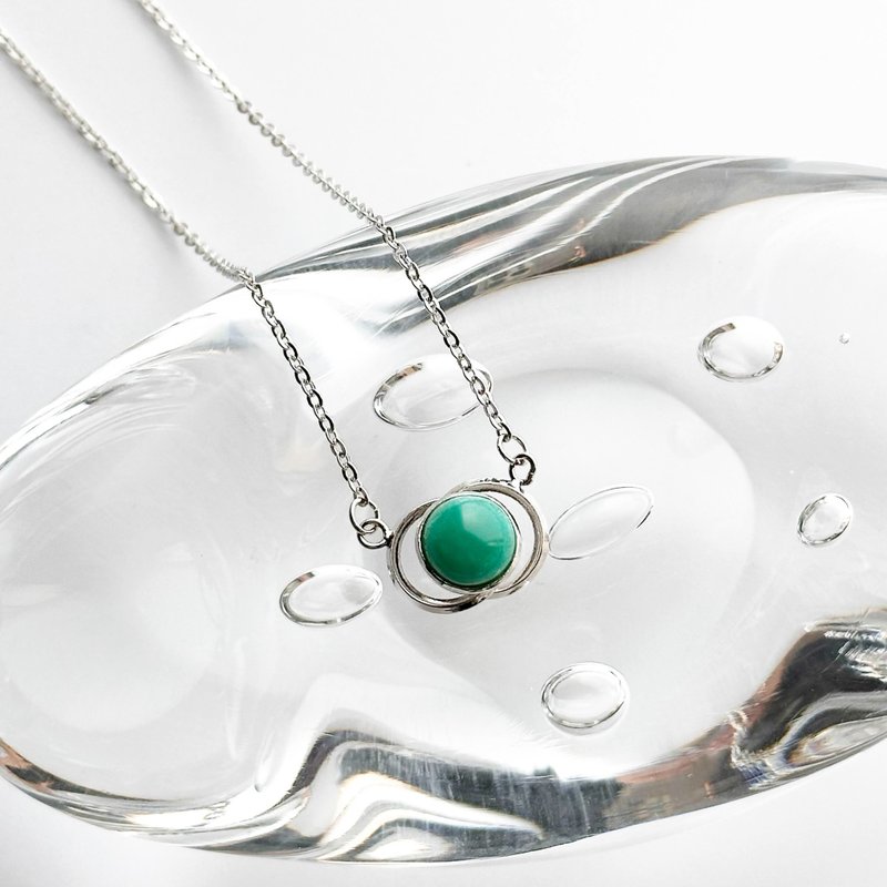 二ツ輪【Jade】 七宝焼ペンダント 純銀張七宝 - 項鍊 - 玻璃 綠色