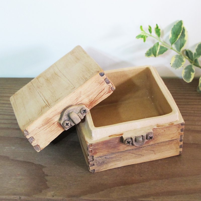 Hand-made imitation wood box - - Storage - Pottery Brown