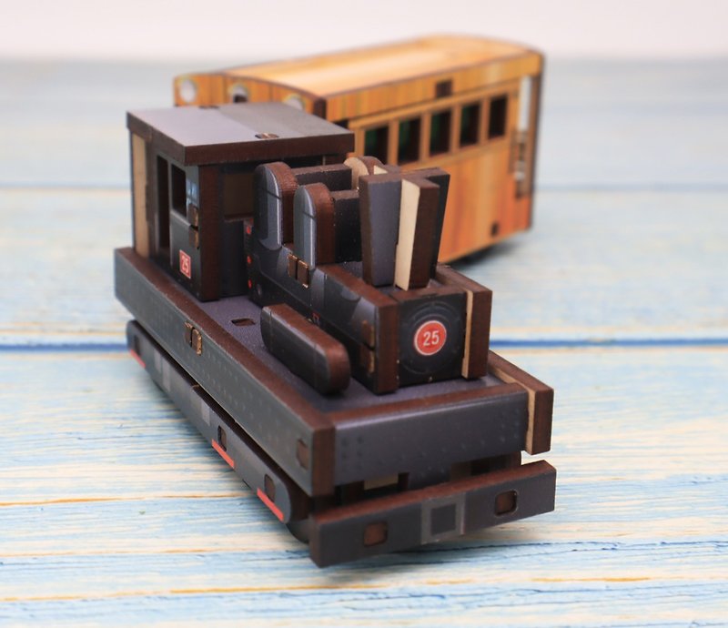 木製 木工/竹細工/ペーパークラフト - 蒸気機関車の3次元モデリングコンビネーションウッド