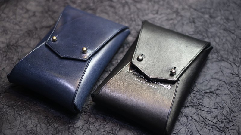 Oil Leather Seamless Card Holder - กระเป๋าใส่เหรียญ - หนังแท้ 