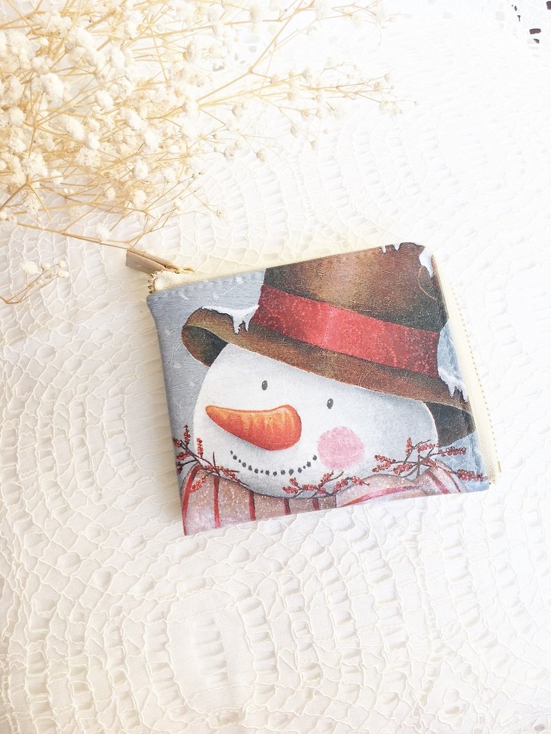 Christmas gift exchange gifts - Snowman pocket wallet - กระเป๋าสตางค์ - หนังแท้ 