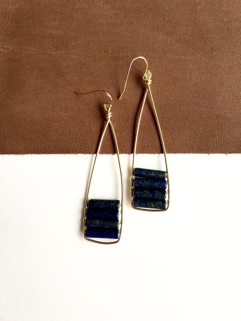 Triangle Lapis lazuri - Earrings & Clip-ons - Gemstone Blue