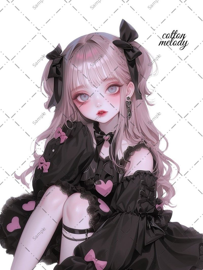 original sticker no.1372 人物ステッカー オリジナルステッカー 人物ステッカー 女の子ステッカー オリジナル人物ステッカー - 貼紙 - 紙 