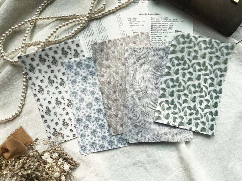 Line Drawing Pattern Tracing Background Paper Pack - 卡片/明信片 - 紙 多色