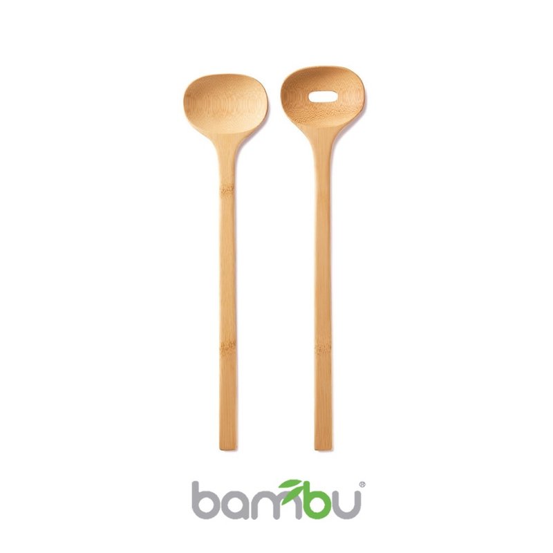 Bambu - 竹製沙拉匙 - 兩件組 - 30.5cm - 出清特賣 - 刀叉/湯匙/餐具組 - 竹 金色