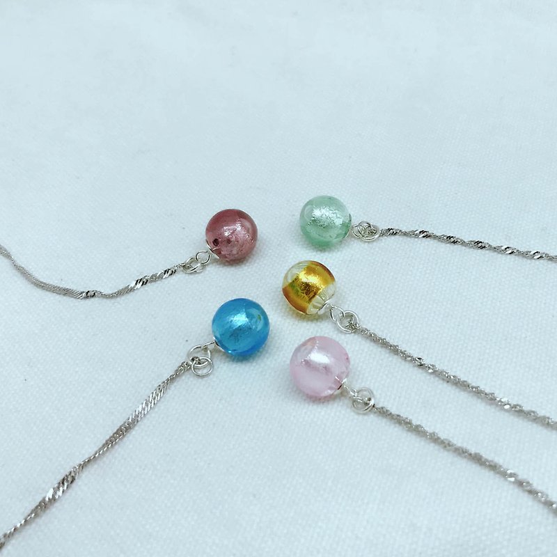 Foil Glass Petite Bonbon Diffuser Necklace Sterling Silver Chain