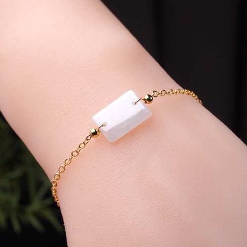 瓔珞珠寶盒 E.L.Jewelry Box 【願‧無事】冰種翡翠無事牌手鍊 14K包金|天然緬甸翡翠A貨| 送禮