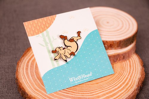 Wizhead 【金屬徽章】鳥獸戲畫- 仰天大笑的兔子 | 日本名畫 古老漫畫