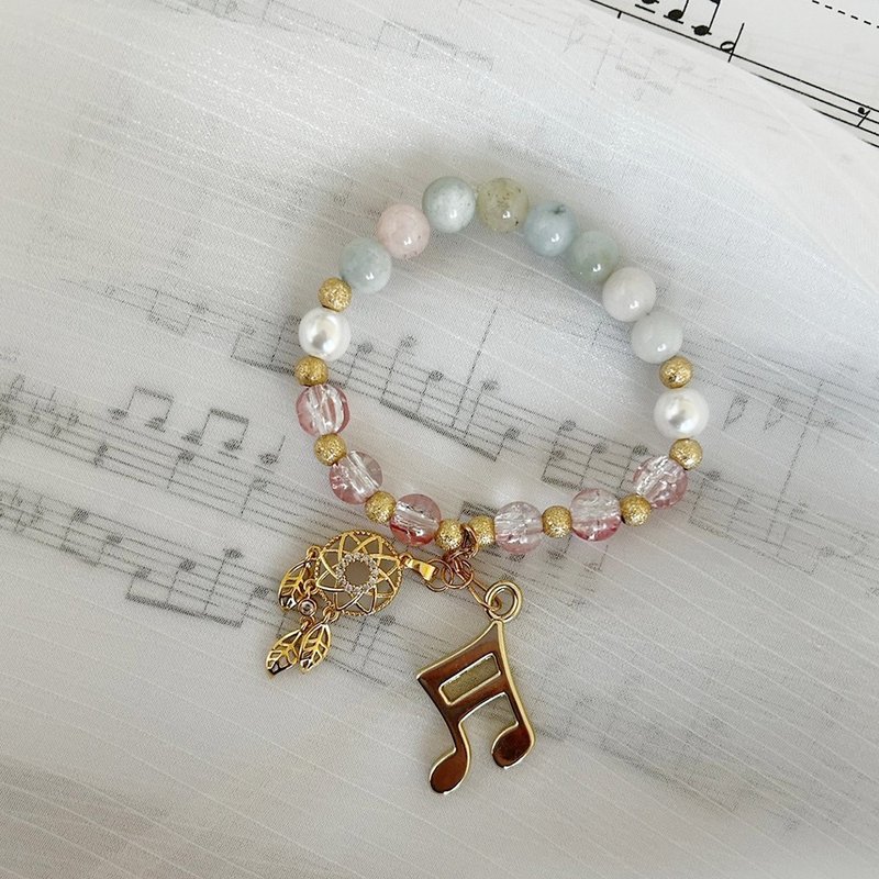 【Lily Zooey】Fantasy Dreamland|Dream Catcher Notes Stone Bracelet Handmade Musical Culture and Creation - สร้อยข้อมือ - คริสตัล 