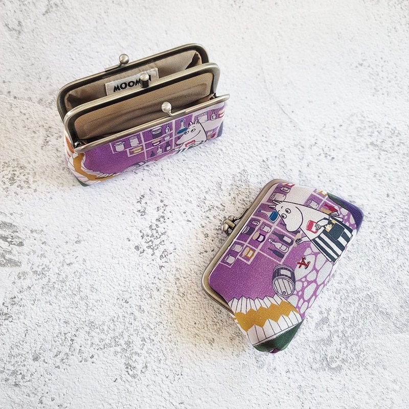 【Pinkoi x Moomin】Moominmama and Little My Coin purse Illustrated bag - purple - Coin Purses - Cotton & Hemp Purple