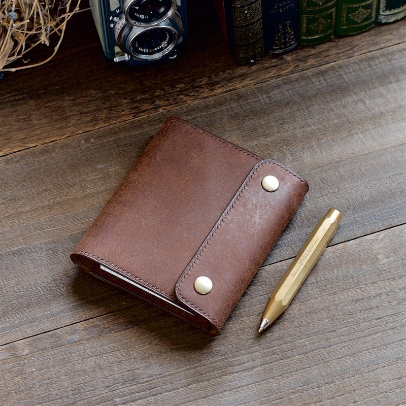 Rhodia No.12 Side-opening Leather Cover Chocolate - สมุดบันทึก/สมุดปฏิทิน - หนังแท้ สีนำ้ตาล