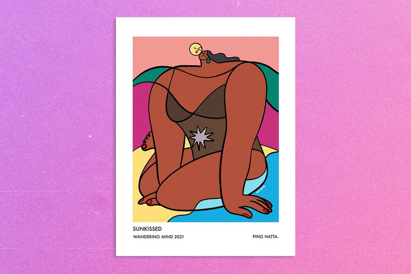 Sunkissed - beach whimsical minimal modern boho celestial colorful art poster - Posters - Paper 