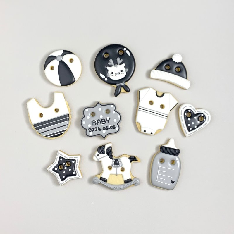 里歐娜手作 ((小龍底迪))10片-黑白 - 手工餅乾 - 新鮮食材 黑色