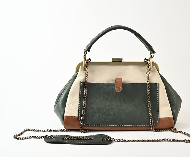 Color Block Clasp Handbag in Handmade Genuine Leather - Shop Yamamoto  Leather Workshop Handbags & Totes - Pinkoi