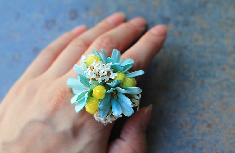 Dried flower ring flower [series] Summer Daisies - แหวนทั่วไป - พืช/ดอกไม้ สีน้ำเงิน