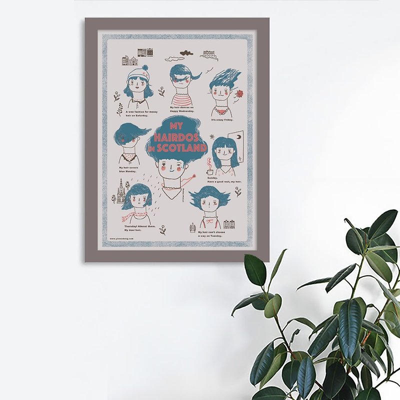 紙 ポスター・絵 多色 - スコットランドのホームアレンジメントの限定版マイヘアスタイルステンシルリソグラフ