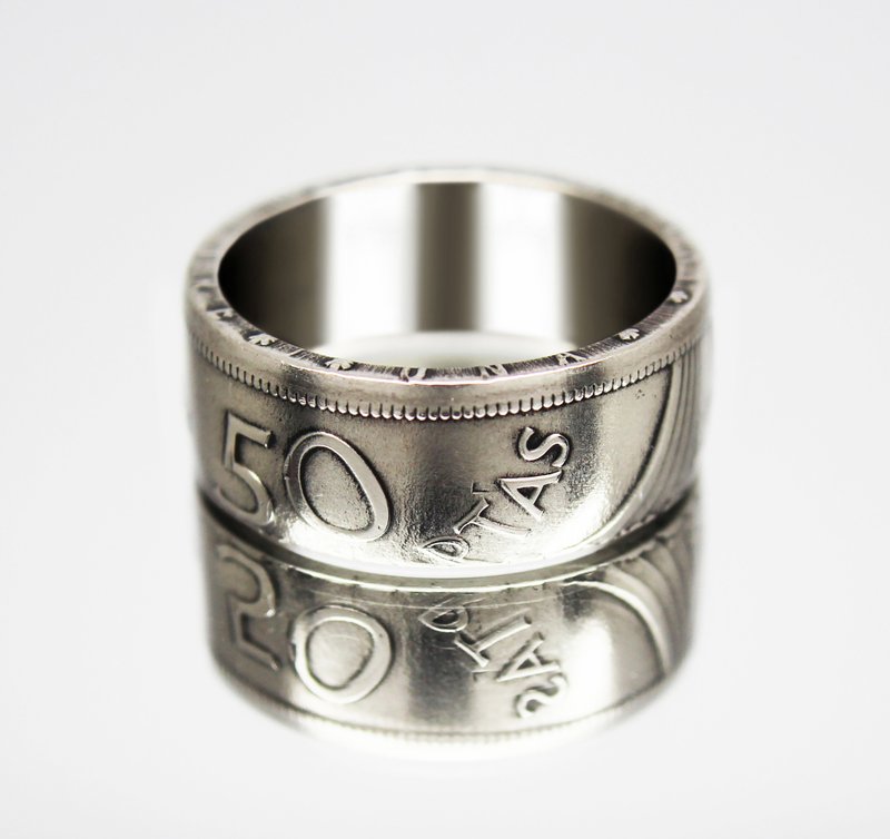 Spain Coin Ring 50 ptas 1957 coin rings for men coin rings for women - แหวนทั่วไป - โลหะ 