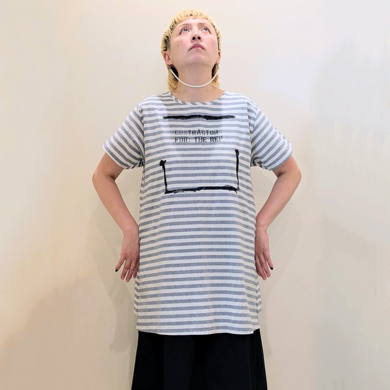【drip】painted stripe tunic - 女上衣/長袖上衣 - 棉．麻 