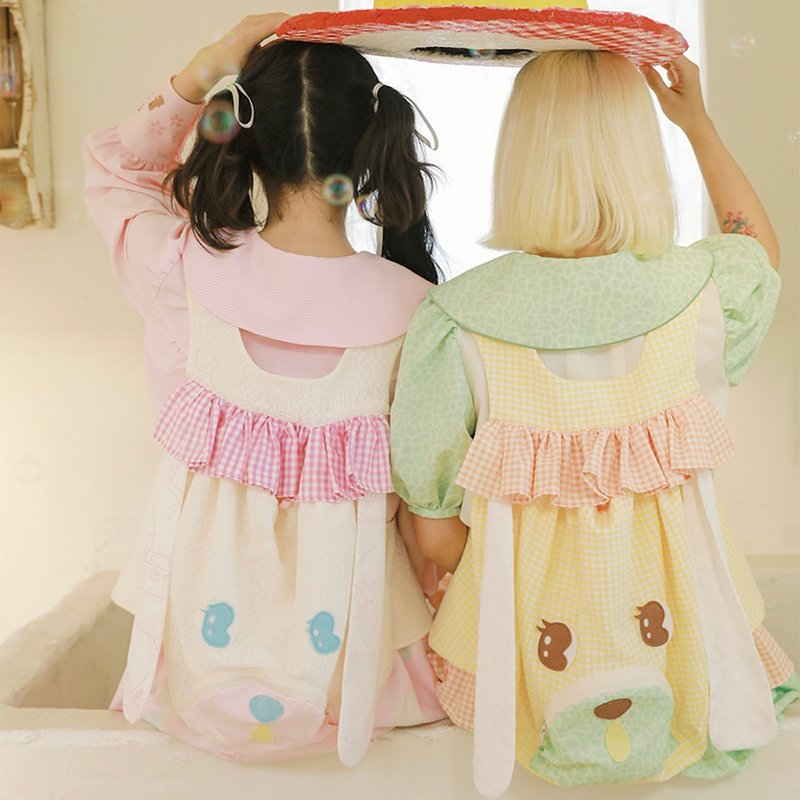 Meugler Niu Chou Dao Chi Lolita Honeydew Melon Dog Drawstring Backpack Vest Layered Wear Super Cute - เสื้อผู้หญิง - วัสดุอื่นๆ หลากหลายสี