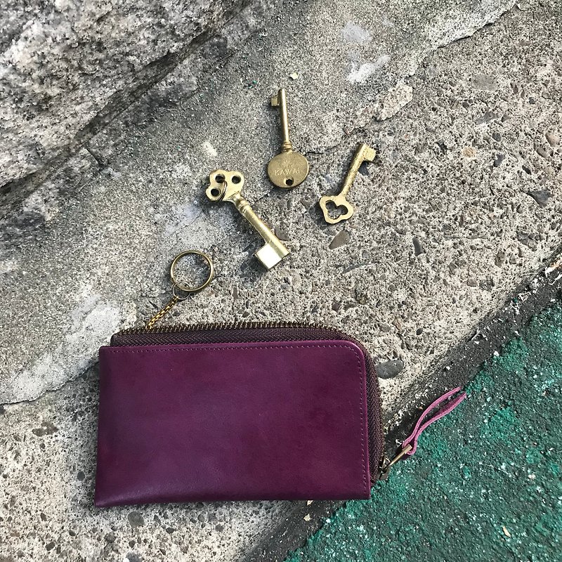 Sienna leather L zipper long key card coin purse * Key car keys and card can be extended at the same time the packet