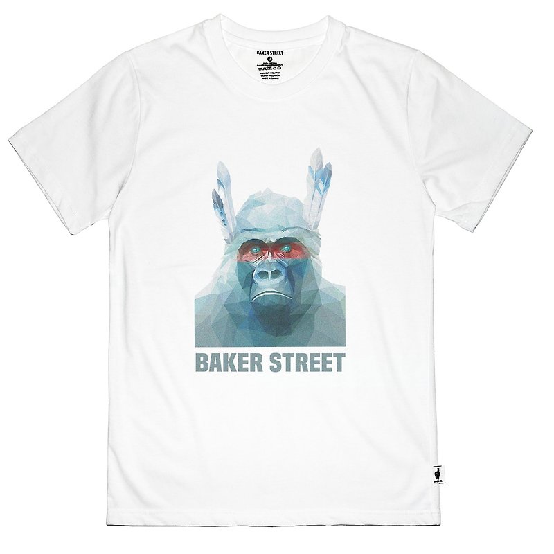 British Fashion Brand -Baker Street- King Kong Printed T-shirt - Men's T-Shirts & Tops - Cotton & Hemp White