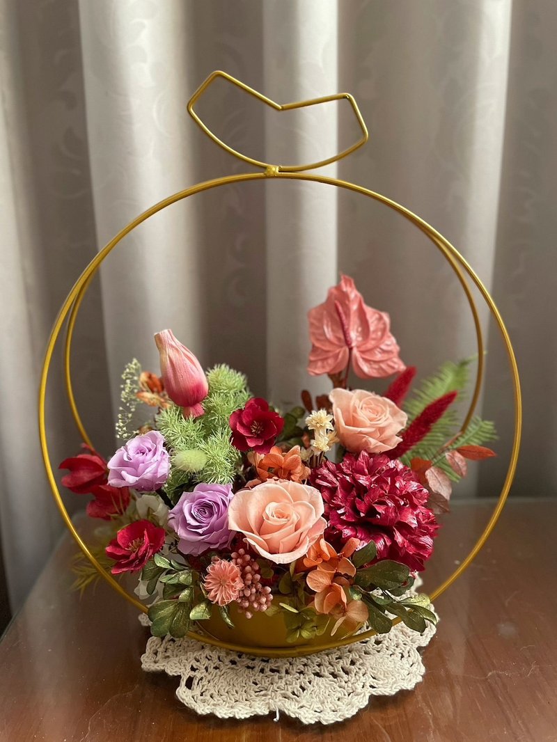 [Eternal Flower Gift] Red and Purple Series Everlasting Table Flowers/Opening Flower Gifts/Promotion Flower Gifts/Congratulation Flower Gifts - Dried Flowers & Bouquets - Plants & Flowers Multicolor