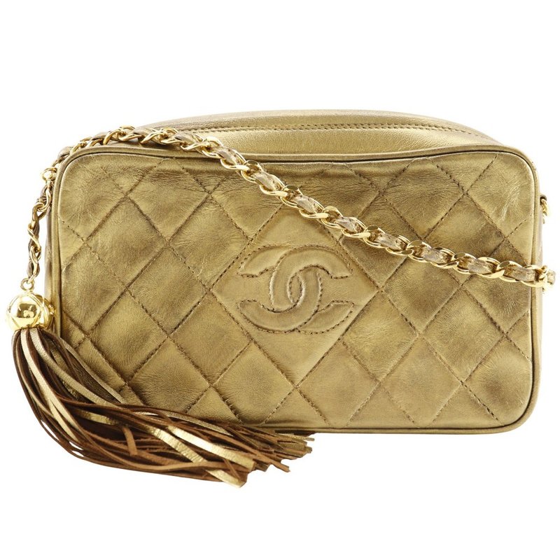 【日本直送】シャネル CHANEL フリンジチェーンショルダー ショルダーバッグ マトラッセ A03727 ラムスキン ゴールド レディース【中古】 - 側背包/斜背包 - 真皮 金色