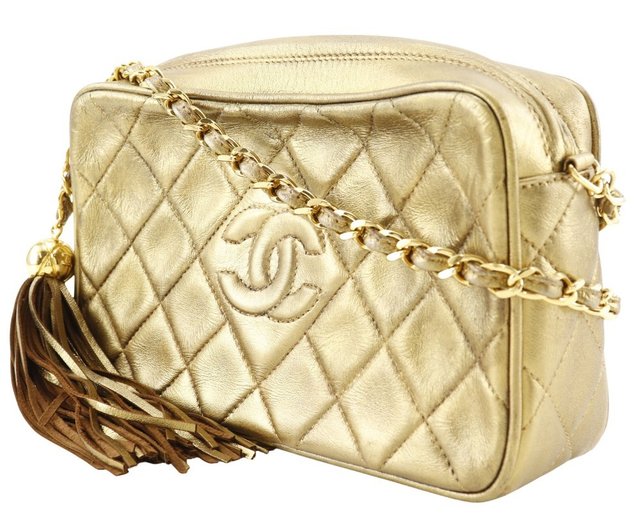 ◆シャネル マトラッセチェーンショルダーバッグ フリンジ ラムスキン/グレージュ シャネル ラムスキン フリンジ チェーンショルダー ベージュ