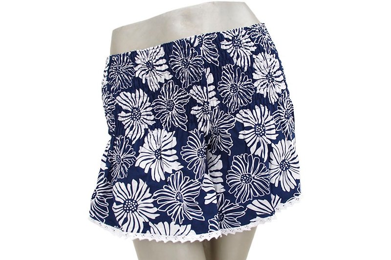 Summer Girl! San Flower print shorts <navy> - Women's Shorts - Other Materials Blue