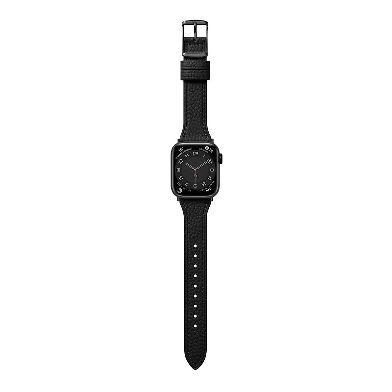 Apple Watch classic black pebbled leather strap S8/7/6/5/4/3/2/1/SE - สายนาฬิกา - หนังแท้ สีดำ
