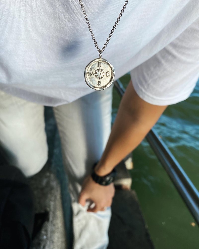 MIH Metalworking Jewellery | Compass Sterling Silver Necklace Compass Necklace - Necklaces - Sterling Silver Silver