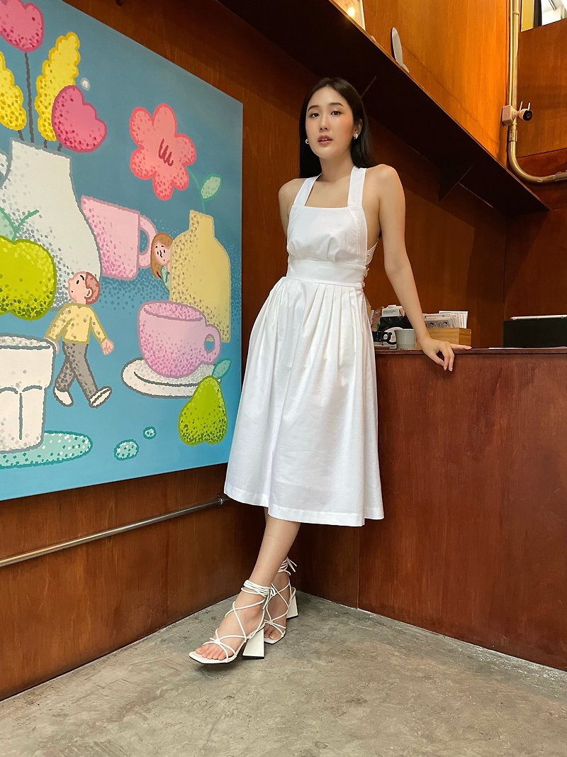 【Summer Campaign】100%Linen white dress - 亞麻連衣裙