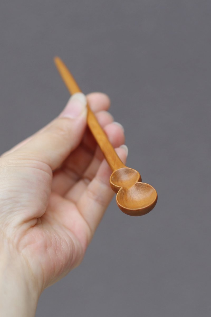 壹染指原創設計 全手工雕刻 | 老柏木 抹茶勺or髮簪 | 木藝 - 茶壺/茶杯/茶具 - 木頭 咖啡色
