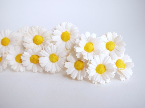 makemefrompaper Paper Flower, 25 pieces DIY small daisy flower size 3 cm., ivory color