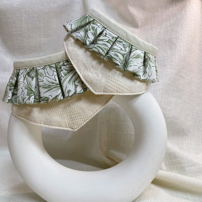 發裁手作。Facai Handmade ペット用スカーフ マルグリットカラー_グリーンリーフ - 首輪・リード - コットン・麻 グリーン