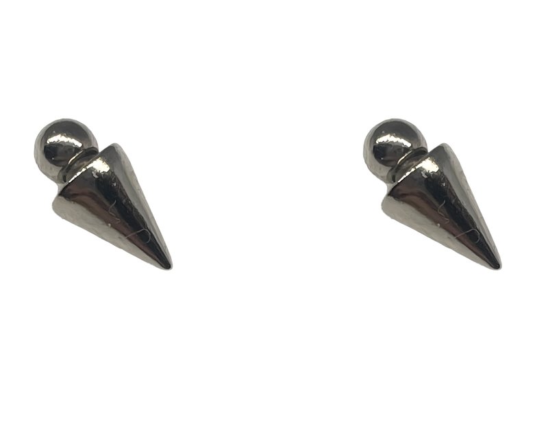 spike cone 2pc fake earrings CARTILAGE PIERCING MAGNET TYPE non-hole - แม็กเน็ต - โลหะ สีเงิน