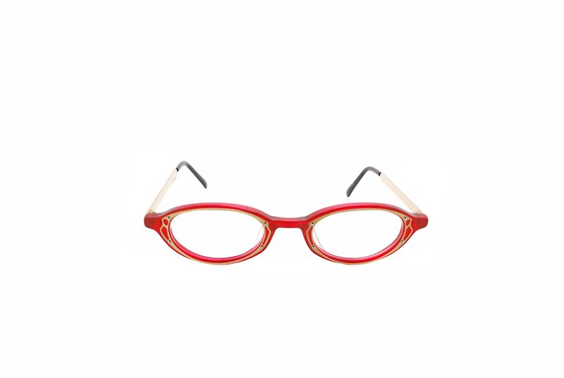 可加購平光/度數鏡片renoma T21-9873 col3 90年代日本製古董眼鏡 - 眼鏡/眼鏡框 - 塑膠 紅色