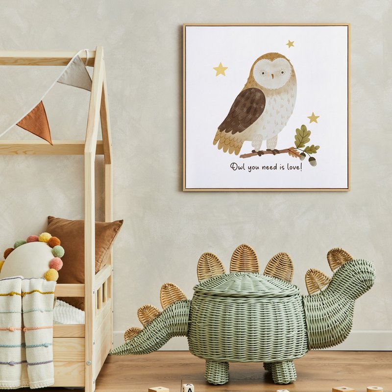 貓頭鷹的溫柔快遞 - 秋日童趣貓頭鷹掛畫/療癒房間佈置/幼兒園擺 - 海報/掛畫/掛布 - 棉．麻 咖啡色