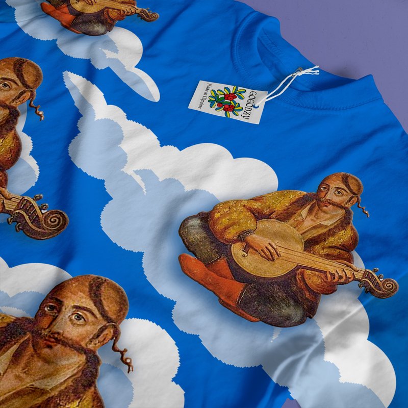 cossack mamai on a cloud,ukrainian warrior,ukrainian naive art,naive folk art - 電子似顏繪/繪畫/插畫 - 其他材質 