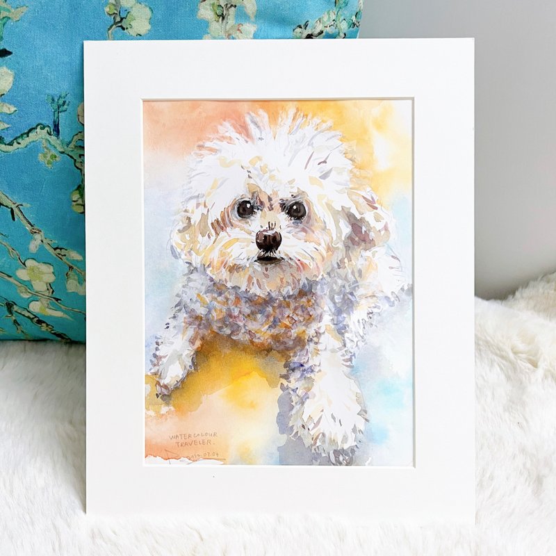 Hand Drawn Watercolor Pet Portrait / Portrait for 1-3 persons in A5 size - Custom Pillows & Accessories - Paper Multicolor