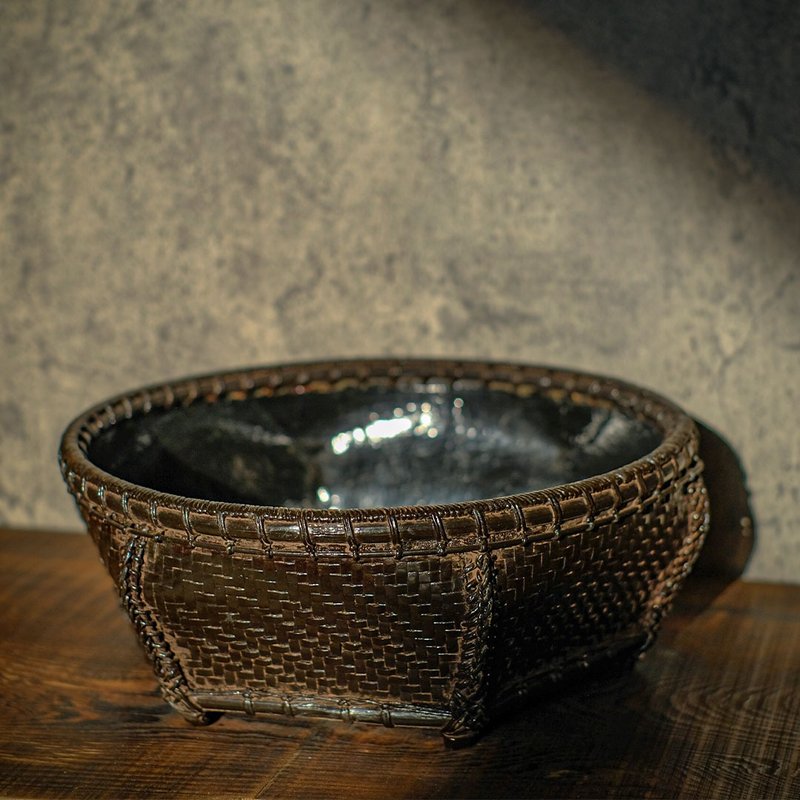 【日本古美術】茶道具 炭斗 炭籠 炭籃 烏府 - 茶壺/茶杯/茶具 - 竹 