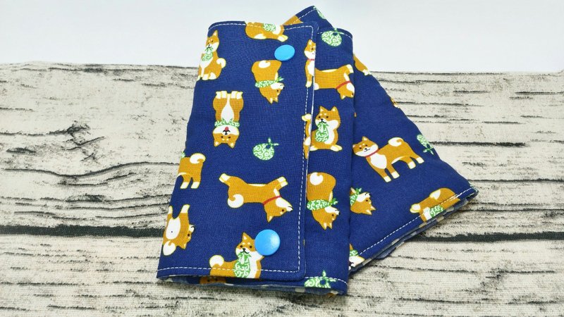 瑪莉柴犬(五色可選)/2入(一對)：日本棉布款手工雙面背帶口水巾. 嬰兒揹巾口水巾 - 圍兜/口水巾 - 棉．麻 藍色