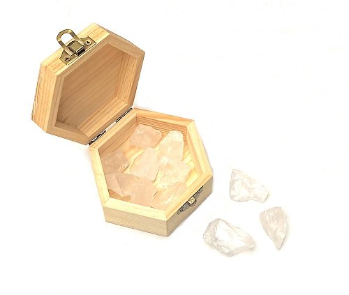 fitter 天然白水晶原石-凈化充電消磁然NG微瑕松木盒套組